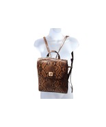 Women Handbag Alfani Circle Lock Snake Skin Design Backpack Brown 100101... - £37.94 GBP