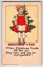 Glad Christmas Postcard Singing Girl X-mas Tree Tuck 1916 Series 553 Signed - £23.40 GBP
