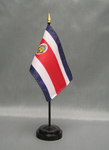 Costa Rica Mini 4&quot;x6&quot; Desk Stick Flag, With Black Plastic Stand - £7.11 GBP