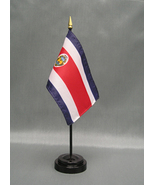 Costa Rica Mini 4&quot;x6&quot; Desk Stick Flag, With Black Plastic Stand - £7.04 GBP