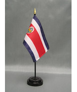 Costa Rica Mini 4&quot;x6&quot; Desk Stick Flag, With Black Plastic Stand - $8.99