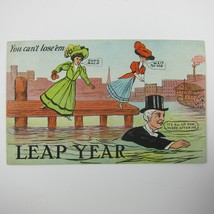 Leap Year Women Chase Man Swimming Away from Dock Marriage Humor Antique 1908 - £7.86 GBP