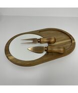Wooden Cheese Board w/ Ceramic Center and Knife Fork Copper - $18.00