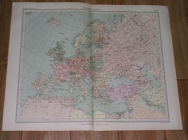 1927 Map Of Europe Poland Lithuania Germany Hungary France Italy Great Britain - $28.85