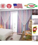 Colorful Starry Tulle Lace Curtains for Nurseries, 63&quot; Length, Energy Sa... - $39.86 CAD