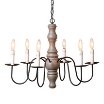 6-Arm  Wood &quot;Gettysburg&quot; Chandelier USA HANDMADE  Earl Gray - £393.89 GBP