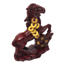 Chinese Red Cinnabar Cast Resin Horse Figure Statue 6&quot; Tall Feng Shui Ho... - £11.82 GBP