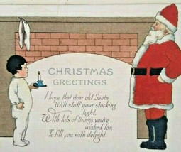 Vintage Christmas Postcard Santa Claus Nash Series C299 Raised Edge 1918 Wonewoc - £16.06 GBP