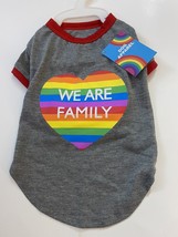 Dog Apparel Small Dog Tee “We Are Family “ Rainbow Heart Back Length Up To 12” - £6.99 GBP