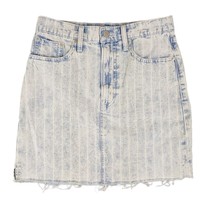 LUCKY BRAND Acid Wash Striped High Rise Denim Mini Skirt Raw Hem Women&#39;s Sz 2/26 - £15.46 GBP