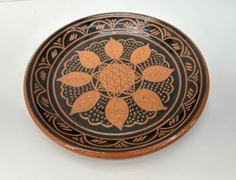 Breininger Redware Pottery  1998 11&quot; Flower Dish Plate Sgraffito Robeson... - $91.99