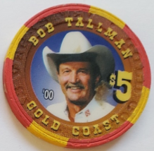 Las Vegas Rodeo Legend Bob Tallman &#39;00 Gold Coast $5 Casino Poker Chip - £15.71 GBP