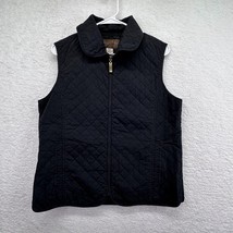 Magellan Sportswear Vest Womens Large Black Quilted Full Zip Brass Pull Collar - £15.81 GBP