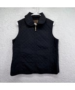 Magellan Sportswear Vest Womens Large Black Quilted Full Zip Brass Pull ... - $19.79