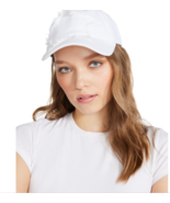 Steve Madden Women&#39;s Distressed Denim Baseball Cap - White NWT MSRP $34.00 - $30.33 CAD