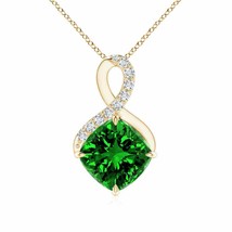 ANGARA Lab-Grown Emerald Infinity Pendant with Diamonds in 14K Gold (8mm,1.9 Ct) - £1,308.65 GBP