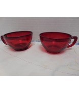 Anchor Hocking Royal Ruby:  2  Flat Round bowl  6 oz Cups - $150.53 MXN