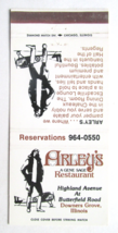 Arley&#39;s Restaurant - Downers Grove, Illinois 30 Strike Matchbook Cover Gene Sage - £1.37 GBP
