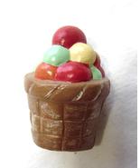  Miniature Ceramic Multi Colored Balls in a Brown Basket - £7.98 GBP