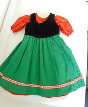 Vintage Little Girl&#39;s 2 Piece Dress Christmas Colors Velvet &amp; Taffeta - £23.17 GBP