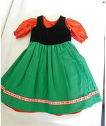 Vintage Little Girl&#39;s 2 Piece Dress Christmas Colors Velvet &amp; Taffeta - £22.71 GBP