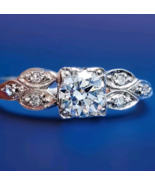 EARTH MINED DIAMOND Deco Engagement Ring Vintage Solid PLATINUM Solitair... - $4,460.25