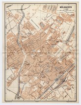 1911 ANTIQUE MAP OF CITY OF MUELHAUSEN MULHOUSE ALSACE FRANCE GERMANY  - $25.01