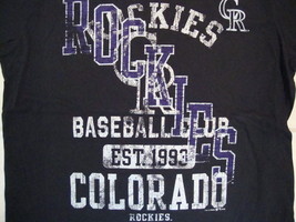 MLB Colorado Rockies CR Major League Baseball Fan Comfort Tee Black T Sh... - £14.69 GBP