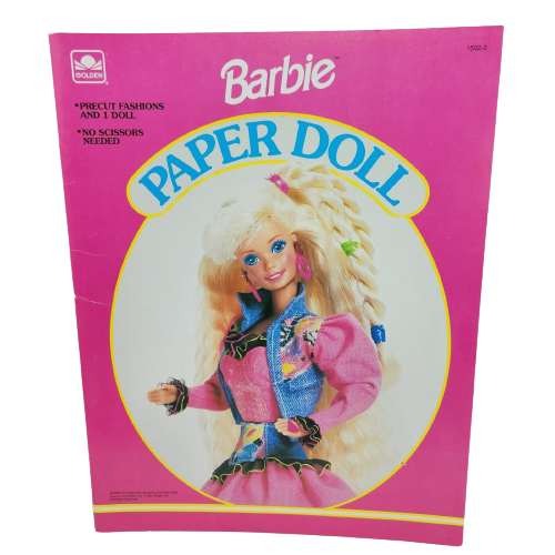 VINTAGE 1992 BARBIE PAPER DOLL MATTEL BOOK NEVER USED GOLDEN PRECUT FASHIONS - $33.25