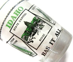 Idaho Has It All Green Shot Glass Sking Rafting Sailing Shoshone Falls B... - $17.81