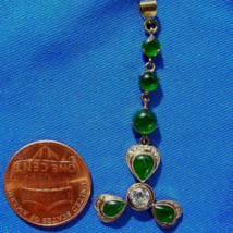 Antique Green Jade European Diamond Deco Pendant Victorian 14 Rose Gold ... - £5,895.36 GBP