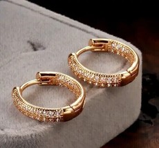 0.50Ct Round Cut Lab Created Diamond  Women&#39;s Hoop Earrings 14K Rose Gold Plated - £130.99 GBP