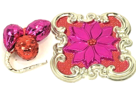 Vintage Pink Christmas Tag Package Tie On Decoration Metallic Gold Wrap ... - $9.50