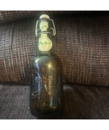 Vintage Grolsch Beer Bottle W/ Porcelain Top, Brown Amber Glass, Embosse... - £9.17 GBP