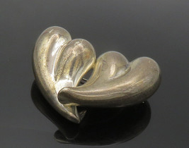JONDELL SPAIN 925 Silver - Vintage Hollow Double Love Hearts Brooch Pin - BP5502 - £76.50 GBP
