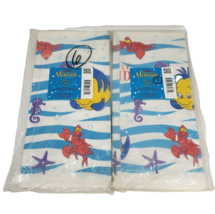 2 VINTAGE HALLMARK DISNEY LITTLE MERMAID PAPER TABLE COVERS 54&quot; x 89&quot; BI... - $19.00