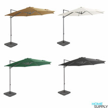 Outdoor Garden Patio Parasol Umbrella With Portable Steel Cross Base Metal Pole - £243.57 GBP+