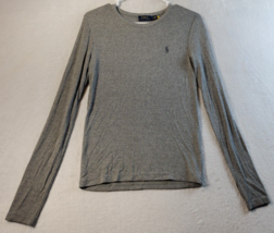 Polo Ralph Lauren T Shirt Youth Medium Gray Knit Long Sleeve Round Neck ... - $12.97