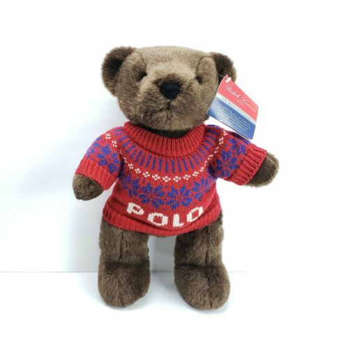Ralph Lauren Polo Teddy Bear 2000 Red Fair Isle Sweater 15" Vintage Plush Toy - $42.74