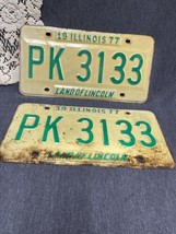 Illinois 1977 Old License Plate Set Garage Rat Rod Car Vintage Man Cave ... - $21.78