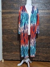 Rouge Collection Women Cardigan 4X Multicolor Tie dye Open Front Side Slits - $19.95