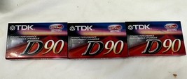 TDK D90- 90 Minute NEW Blank Audio Cassette Tapes new sealed lot of 3 - $7.87