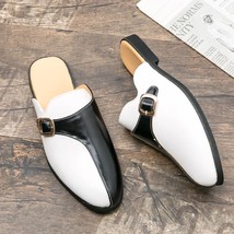 Summer   Mens Shoes Casual Half Drag Loafers Leather Slippers  Slip on Lazy Driv - £51.86 GBP