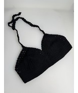 Women&#39;s Black Crochet handmade bralette top size S/M Adjustable Lace - $840.78 MXN