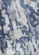 Handmade 100% Plush Wool Blue Abstract Pattern Rectangle Area Rug Carpet - $500.40+