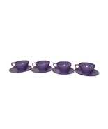 Vintage Melamine Allied Chemical Set of 4 Purple Cups and Saucers Plates... - $24.74