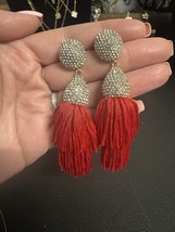 Silver And Red Tassel Earrings - $128.99 MXN