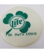 St. Pat&#39;s Day Miller Lite Shamrock Plastic Button Pinback Vintage 1991 - £7.54 GBP