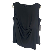 Kim Rogers Sleeveless Ruched Blouse Womens L Black Lined Boat Neck Stretch NWT - £10.77 GBP