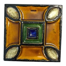 Vintage Portuguese Art Tile Wall Plaque – Mid-Century Modern Geometric D... - $63.75